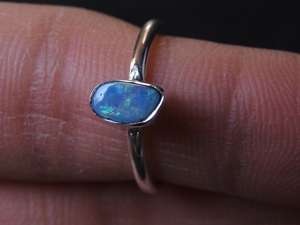 Australian <b>Opal</b> <b>Ring</b> 925 Sterling <b>Silver</b> Multi Fire October Birthstone Doublets 4.5 US Size Handmade Classic Prong Setting - Product Image 4