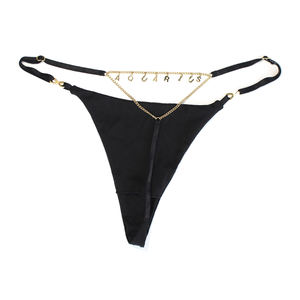 Logo du zodiaque personnalisé grande taille sous-vêtements pour femmes Lingerie Sexy string G culotte string avec chaîne pendentif lettres - Product Image 2