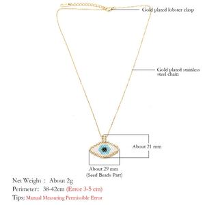 Moyamiya Miyuki beadwork तुर्की बुरी नजर आभूषण लटकन सोने की चेन हार हस्तनिर्मित उपहार ताबीज गहने हार - Product Image 5