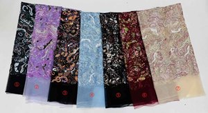 Đầy Màu Sắc Thêu Hoa Mô Hình Pháp Vải Tuyn Nhiều Màu Phi Nặng Thêu <span class=keywords><strong>Sequin</strong></span> Ren Vải Cho Phụ Nữ Buổi Tối Ăn Mặc - Product Image 6