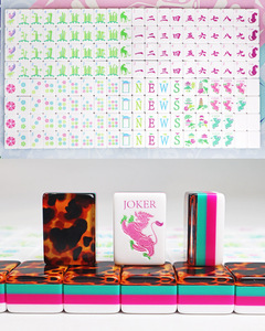 En Stock: Juego de Mahjong Americano Moderno de Lujo, Portátil, Ecológico, de 4 Niveles, con 160 Fichas Acrílicas, Diseño de Leopardo/Tortuga - Product Image 2