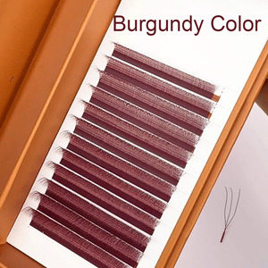 Extensiones de Pestañas <span class=keywords><strong>YYU</strong></span> 3D 4D 5DU Preformadas en Bandejas, Color Borgoña, Forma de Trébol, Estrechas, Curva M, Marca Privada - Product Image 1