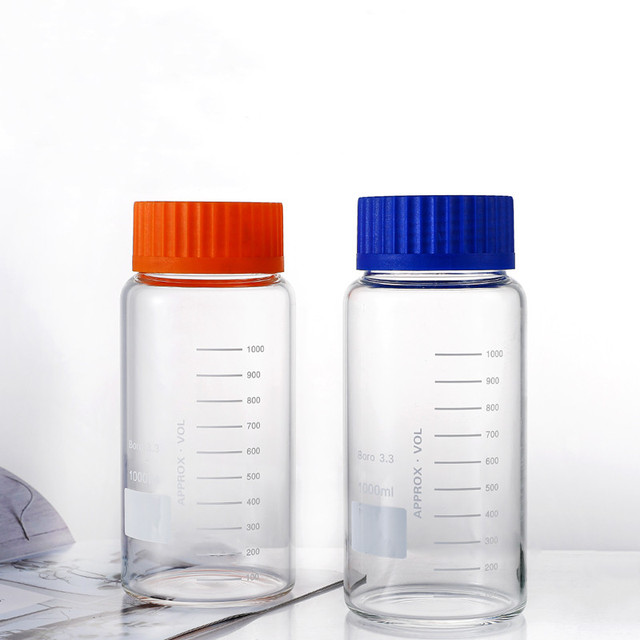GL80 High Borosilicate Glass Reagent Bottle 1000 ml Graduated With Orange Screw Cap