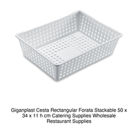 Panier rectangulaire perforé empilable 50 × 34 × 11 h cm, sans couvercle Giganplast