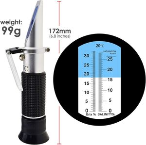 Réfractomètre 2-en-1 Brix et Salinité à Double Échelle 0-32% Brix & 0-28% Salinité avec ATC pour Chlorure de Sodium dans les Aliments, la Bière, la <span class=keywords><strong>Saumure</strong></span> et les Fruits - Product Image 3
