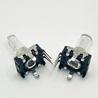 Terwin Encodeur d'arbre transparent éclairé par LED à 3 broches Encodeur rotatif audio à 360 degrés avec interrupteur à bouton