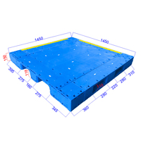 Palette industrielle robuste à 4 entrées, en HDPE, 1450x1450mm, pour entrepôt et expédition