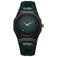 Relojes de Cuarzo para Hombre W123 de Estilo Ultra Simple y Alta Gama, con Caja Redonda de Aleación y Esfera de Cristal, Correa de Cuero Ancha