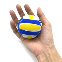 Ballon anti-stress mini volley-ball en PU bleu, jaune et blanc, personnalisable, jouet de compression pour les mains, idéal pour les clubs sportifs, cadeau promotionnel.