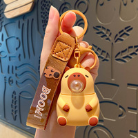 Porte-clés en PVC en forme de tête d'ours de dessin animé, pendentif de sac créatif et mignon, cadeau de Noël pour les enfants de 5 à 7 ans