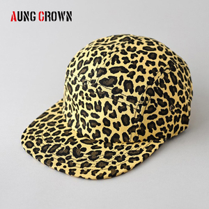 Gran oferta, de 5 paneles gorra de béisbol con estampado de leopardo para hombres y mujeres, gorra de moda Snapback Camp para correr con logotipo personalizado, venta al por mayor - Product Image 3