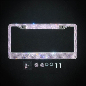 Soporte de marco de matrícula de <span class=keywords><strong>coche</strong></span> de acero inoxidable estándar de EE. UU., accesorios de decoración del hogar con diamantes de imitación de cristal ostentosos - Product Image 4