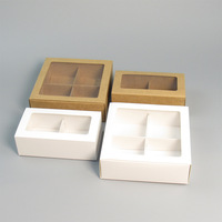 Boîtes en carton carrées personnalisables avec fenêtre transparente et plusieurs séparateurs pour cupcakes individuels, desserts et emballages en vrac