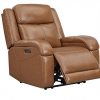 Fauteuil inclinable électrique ergonomique en cuir véritable Watson Whitely avec coussin de dossier design Wall Hugger et ports de charge - Marron Selle