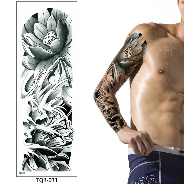 Tatouages bras temporaires sexy fleurs belle manches réalistes tatouages autocollant pour adulte