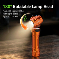 Tank007 WK1 180 °   Lampe torche rechargeable magnétique EDC à double tête rotative, 1400LM, haute puissance