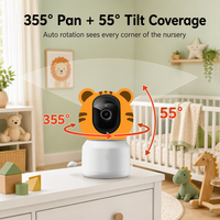 Moniteur bébé intelligent WiFi HC C7 1080P avec écran IPS 4,5 pouces, batterie 3000 mAh, détection de pleurs et de mouvements, alarme d'alimentation, audio bidirectionnel, carte TF 128 Go