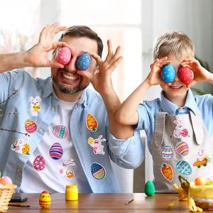 Parches Termoadhesivos y Cosidos Personalizados de Conejito de Pascua, con Diseño de Conejo y Huevo, Resistentes a los Rayos UV, de Tacto Suave y Duraderos para Transferencia Térmica, para Manualidades de Primavera - Product Image 3