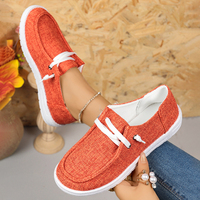 Sepatu Kanvas Kasual Wanita Slip On Loafers Sol Datar Hiasan Renda Sepatu Jalan Nyaman Multi-Warna