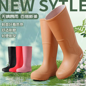 Bottes <span class=keywords><strong>de</strong></span> <span class=keywords><strong>pluie</strong></span> à tige haute, <span class=keywords><strong>taille</strong></span> femme, tendance, imperméables, durables, chaudes et antidérapantes. - Product Image 4