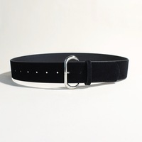 Ceinture large en similicuir suédé avec boucle ardillon en alliage, longueur 102 cm, style rétro Y2K décoratif pour femme