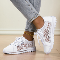 Vente en gros de baskets décontractées pour femmes, personnalisées, respirantes, à lacets, ajourées en dentelle, à semelle épaisse et robuste, direct usine