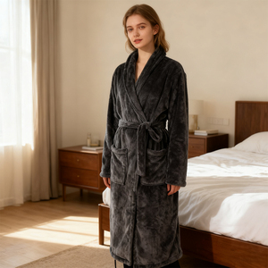 Siêu Fluffy Biểu Tượng Tùy Chỉnh Khách Sạn Sang Trọng Spa Thẩm Mỹ Unisex Áo Choàng Tắm San Hô Lông Cừu Màu Hồng Áo Choàng Khăn Cho Vẻ Đẹp - Product Image 1