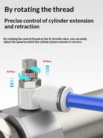 Connecteur rapide pneumatique réglable SL4-M5 pour tuyau d'air, vanne de régulation SL8-02, régulateur de vitesse de cylindre SL6-01 en cuivre