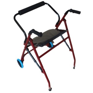 Morning Rise <b>Walker</b> With Seat Red Color 4 Wheels Mobility Aid For Elderly And <b>Disabled</b> Users - Product Image 1