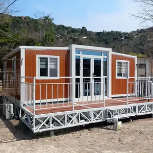 Rumah Modular Prefab mewah 2 Kamar Tidur standar Australia rumah prefabrikasi 20 kaki 40 kaki dapat dilipat dapat diperluas