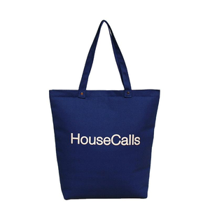 กระเป๋าช้อปปิ้งผ้าแคนวาสสีน้ำเงินขนาดใหญ่แบบใช้ซ้ำได้ พร้อมโลโก้และดีไซน์แฟชั่นตามสั่ง - Product Image 3