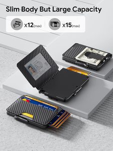 <span class=keywords><strong>Adele</strong></span> Người Đàn Ông Của Cổ Điển Tối Giản Mỏng RFID Chặn Nhỏ Gọn Sợi Carbon Chủ Thẻ Tín Dụng Thông Minh Pop Tiền Clip ID Ngắn Gấp - Product Image 2