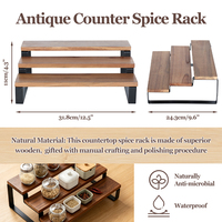 Organisateur de comptoir rustique à 3 niveaux en bois massif et métal, support pour plantes, présentoir étagé pour pots de succulentes