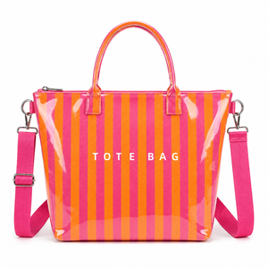 Sac fourre-tout imperméable brillant à rayures nautiques |   Sac à main <span class=keywords><strong>de</strong></span> plage personnalisé avec logo <span class=keywords><strong>de</strong></span> resort |   Sac à bandoulière <span class=keywords><strong>de</strong></span> luxe pour échantillonnage et cadeaux, livraison en 7-10 jours - Product Image 4