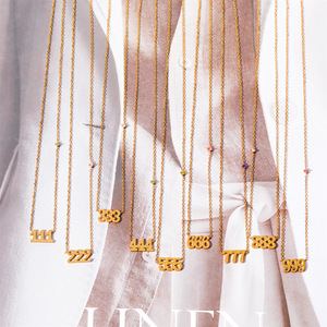 2025 Collier Pendentif Ras-de-Cou Fin Personnalisé en Or Numéro <span class=keywords><strong>000</strong></span> 1111 999 pour Femmes, Cadeaux pour Fête d'Été et de Plage - Product Image 1