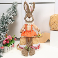 Décorations de Pâques durables et adorables pour couples de lapins, cadeaux de Pâques pour enfants, lapin avec carotte et panier, ornements de Pâques
