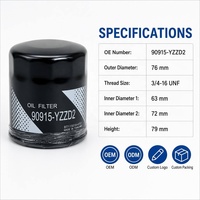 Filter Oli Mesin Performa Tinggi 90915-YZZD2 3/4-16UNF Kompatibel untuk Seri 1G M MZ VZ JZ Kualitas OEM Rush Raize