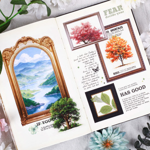 Lot de 15 <span class=keywords><strong>feuilles</strong></span> <span class=keywords><strong>d</strong></span>'autocollants paysages, série de branches, motifs <span class=keywords><strong>d</strong></span>'arbres créatifs, matériaux faits à la main, autocollants de scénario DI - Product Image 4