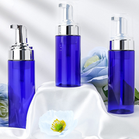 100ml 120ml 150ml 200ml 250ml Botol Plastik PET Amber Kustom dengan Pompa untuk Pembersih Wajah, Kemasan Kosmetik Plastik Kosong