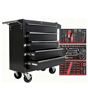 Nhà Máy 5 Ngăn Kéo Công Cụ Tủ Nhà Để Xe Kim Loại Cán Con Lăn Công Cụ Xe Đẩy Ngực Trên <span class=keywords><strong>4</strong></span> Bánh Xe Với Các Công Cụ - Product Image 1