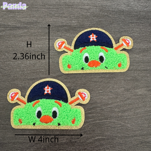 Parche de hierro bordado de chenilla alienígena de béisbol de los Houston Astros de Texas de 4 pulgadas, brillo ecológico para ropa de sombrero - Product Image 3