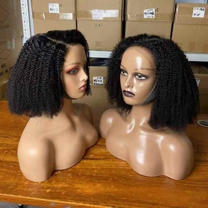 Perruque courte afro bouclée frisée en gros, perruque à fermeture en dentelle HD 4x4 5x5 6x6 sans colle, perruques de cheveux humains afro 4C bouclées, fournisseurs - Product Image 1