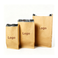Sac d'emballage alimentaire en papier kraft isolé avec logo personnalisé, feuille d'aluminium, thermoscellable, résistant à la graisse, pour emporter du café ou du thé