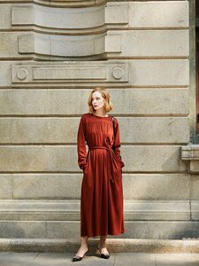 Vestido largo de algodón mercerizado de diseñador francés carolingio personalizado, vestidos informales de nicho de la industria pesada versión europea - Product Image 4