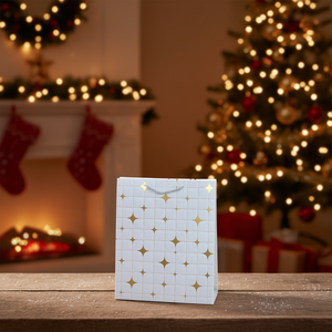 Sac cadeau en papier doré avec étoile, petite taille, fournitures pour les fêtes de Noël - Product Image 2