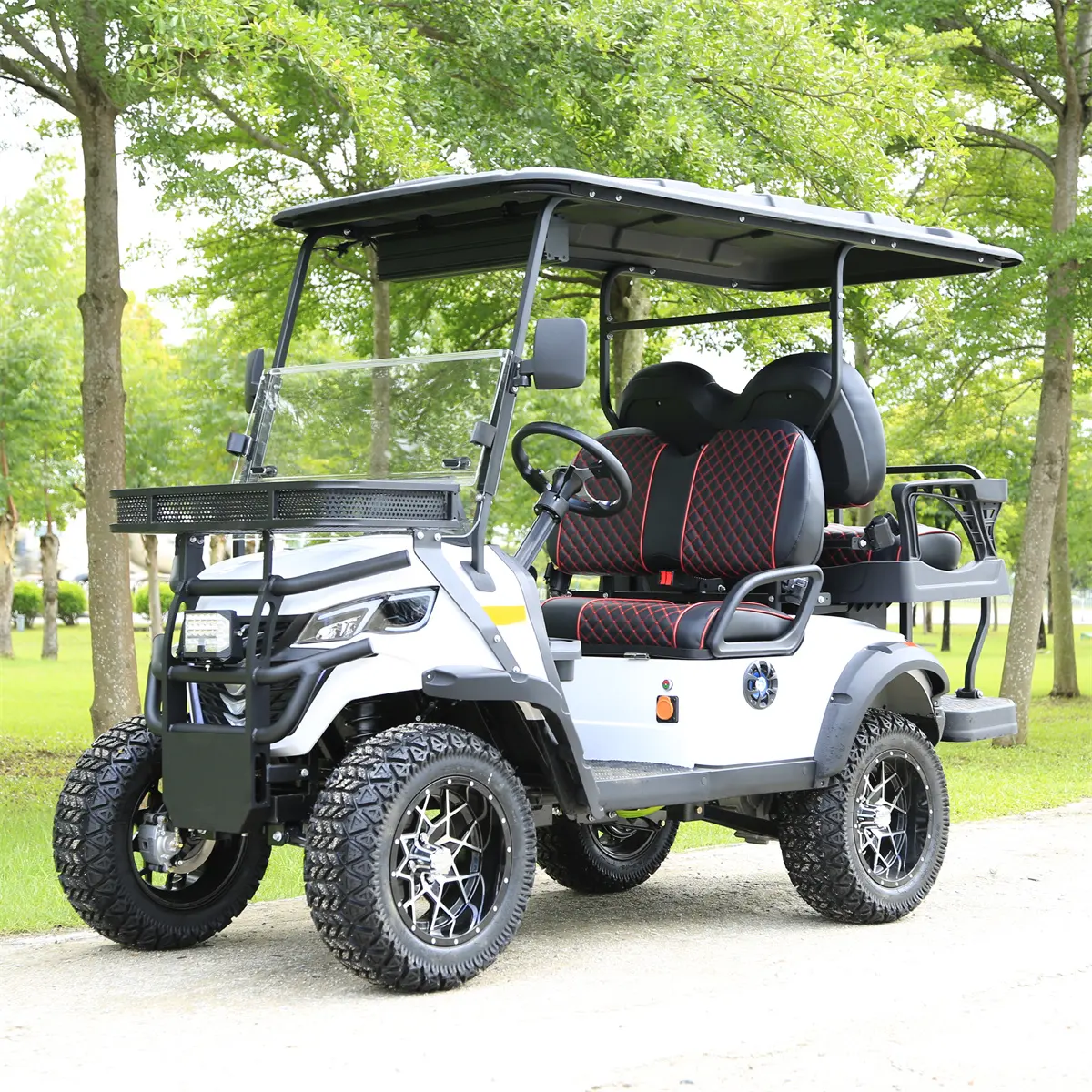 Carrito de golf eléctrico de 4 asientos al por mayor, carrito de golf eléctrico con tracción en las 4 ruedas, carrito de golf eléctrico
