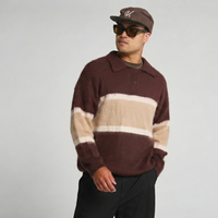 Herren Mohair Strickpullover ODM Atmungsaktiv Logo Gestreiftes Muster Maßgeschneidert Herbst Winter