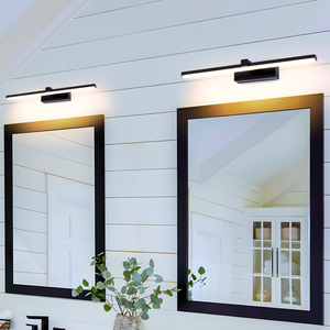 Applique murale LED noire moderne en alliage d'aluminium, rectangulaire, à montage en surface, 3500K blanc chaud, pour salle de bain, design minimaliste - Product Image 5