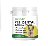 Poudre Nettoyante pour Dents de Chats - Flacon en Plastique, Formule Inodore, Rafraîchit et Élimine la Mauvaise Haleine, le Tartre et la Plaque Dentaire OEMODM