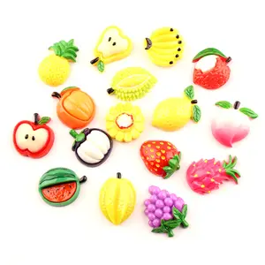 factory direct sale hand draw craft artificial fruit resin cabochon charms for keyring mobile case
